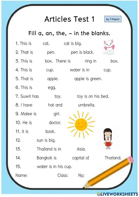 Articles Exercises Free Printable Articles Esl Worksheets Engworksheets Artofit