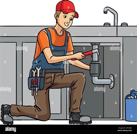 Plumber Cartoon Colored Clipart Illustration Stock Vector Image & Art ...