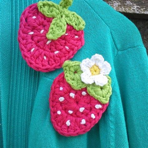 Crochet Strawberries Made Into Brooches Crochet Strawberry Crochet