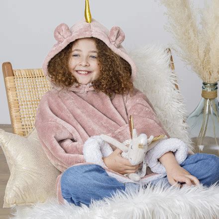 Sweat plaid à capuche licorne rose enfant Atmosphera Le Dépôt Bailleul