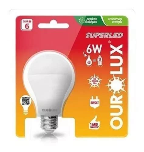 Kit 10 Lamp Ourolux Superled 6w Biv3000k Bca Quente Cor Da Luz 3000k