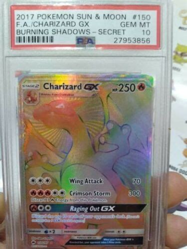 Pokemon S M Burning Shadows Charizard Gx Secret Rare Psa Gem