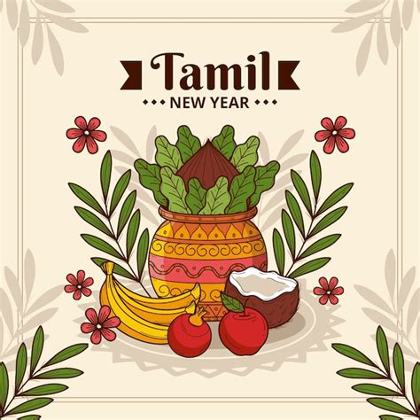 Free Vector Hand Drawn Tamil New Year Illustration