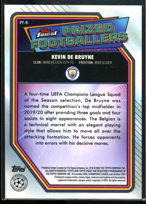 Topps Finest Uefa Champions League Prized Footballers Kevin De