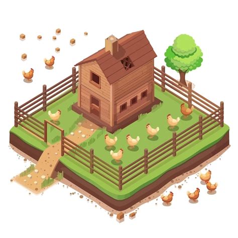 Une Illustration De Dessin Anim D Une Ferme Avec Des Poulets Et Un