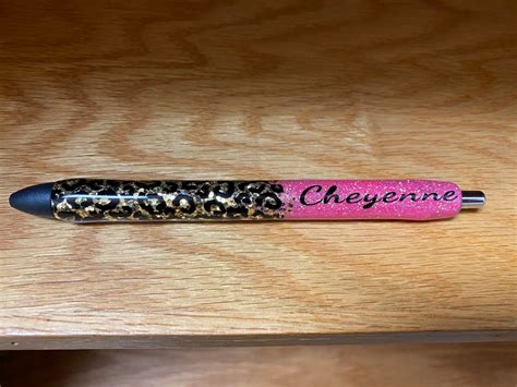 Personalized Leopard Glitter Pen Custom Leopard Pens Custom Etsy