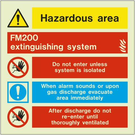 Fm 200 Extinguisher System Sign Photoluminescent Glow In The Dark