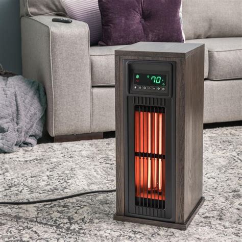 Lifesmart 1500 Watt Infrared Quartz Tower Indoor Electric Space Heater With Thermostat And