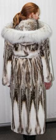 Sheared Mink Fur Coat Canadian Lynx Collar Hood Marc Kaufman Furs