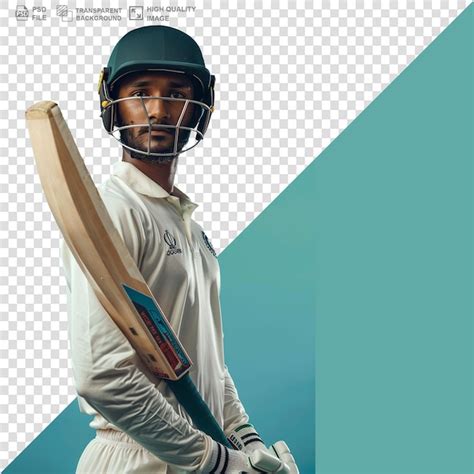 Premium Psd Sports Man Holding Bat Indian Cricket Player Portrait On