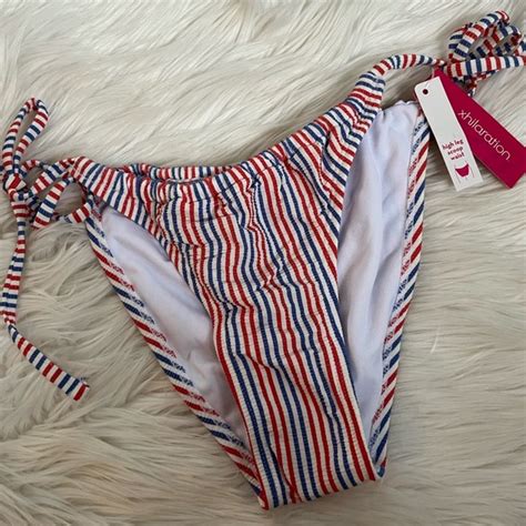 Xhilaration Swim Target High Leg Scoop Waist Patriotic Bikini