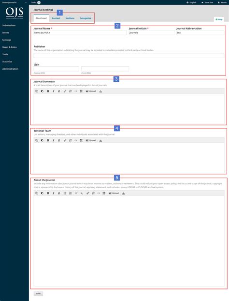 Journal Settings Open Journal Systems