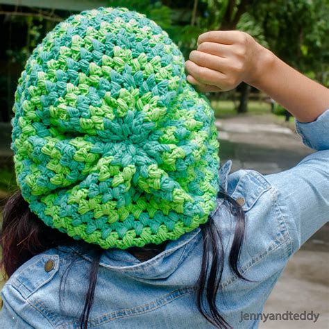 Colorful Puff Stitch Hat Crochet Free Pattern Jenny Teddy