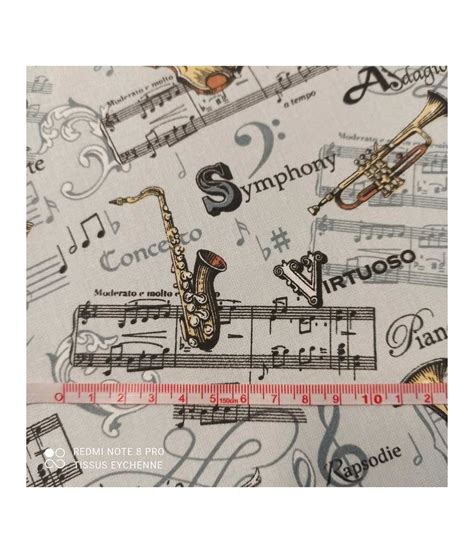 Tissu Coton Instruments De Musique Certifi Oeko Tex