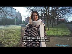 Public Agent Beautiful Brunette Biology Student Cums Over A Stranger