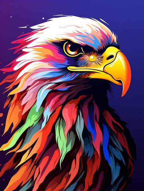 Premium AI Image | An eagle with a colorful background and a colorful ...