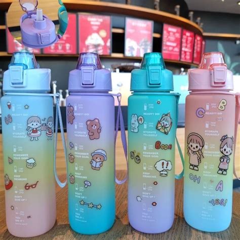 Jual Botol Minum Viral Liter Gradasi Pastel Motivasi Anak Sekolah