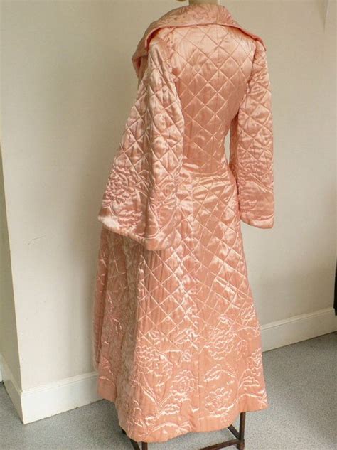 1950s Vintage Housecoat Quilted Peach Satin Housecoat 1950s Etsy