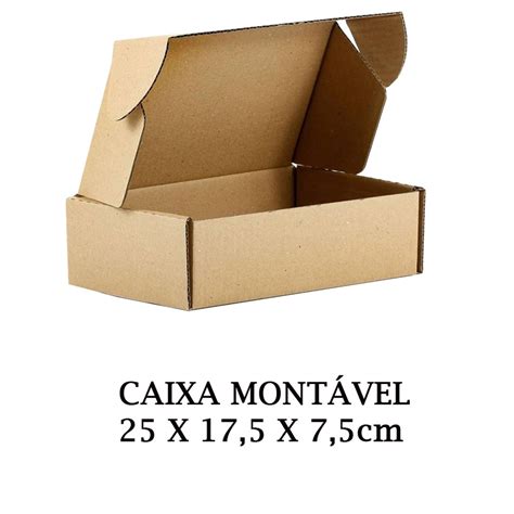 Caixa papelão montável correios sedex 25X17X7 10 unidades Submarino