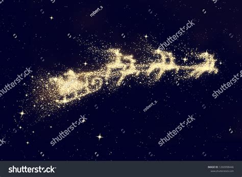 Santa Flying Over Night Sky Marry Stock Photo 1260998446 | Shutterstock