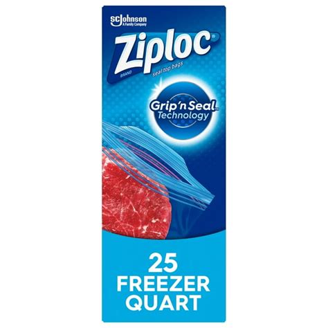 Ziploc® Brand Freezer Bags With Grip N Seal Technology Quart 25 Count