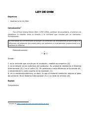 Práctica 6 Ley de Ohm pdf LEY DE OHM Objetivos Analizar la ley de