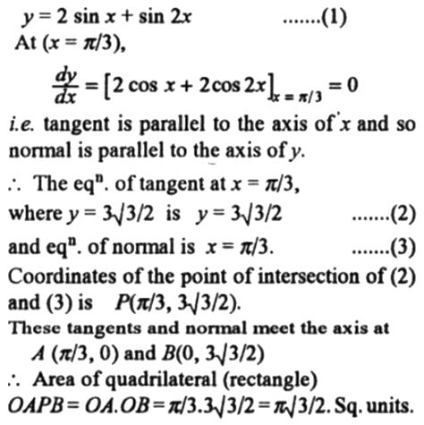 5 If Tangent And Normal To The Curve Y2sinxsin2x Are Drawn At A