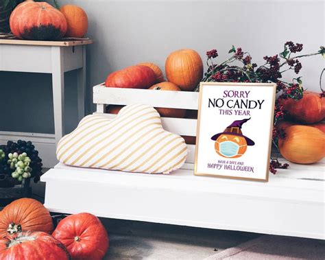 Sorry No Candy Sign Halloween Printable Funny Covid No Trick - Etsy