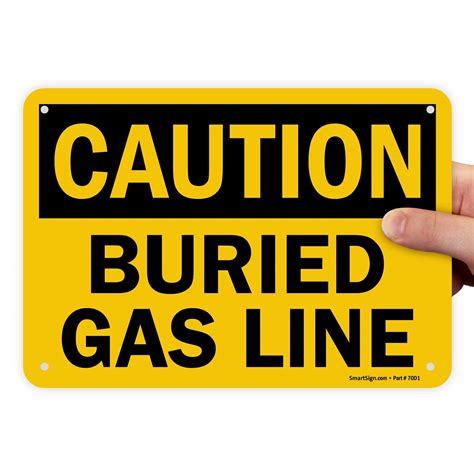 Smartsign Caution Buried Gas Line Sign 7 X 10 Aluminum Industrial And Scientific