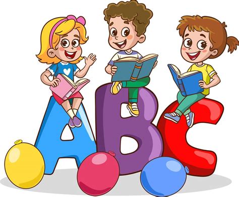 Vector Illustration Of Kids And Alphabet Characters 22824429 Vector Art ...