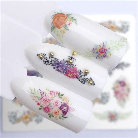 1 Sheet Flower Water Transfer Slider Manicure Nail Art Decoration Nail