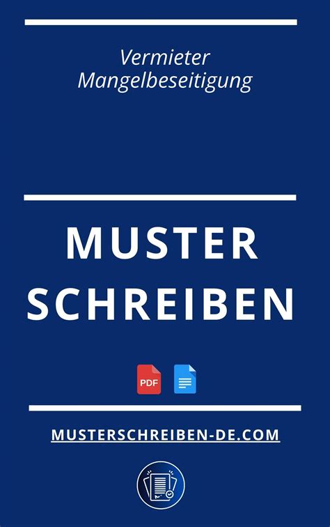 Musterschreiben Vermieter M Ngelbeseitigung