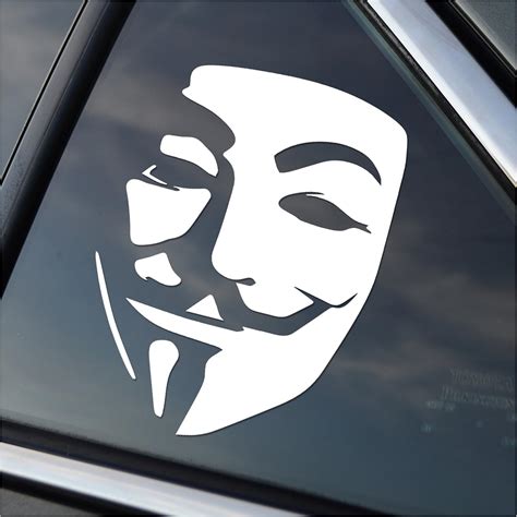 Anonymous Guy Fawkes Vinyl Car Window Decal Sticker White