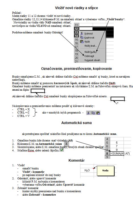 MS Excel základné informácie Skriptá Zadania seminarky sk