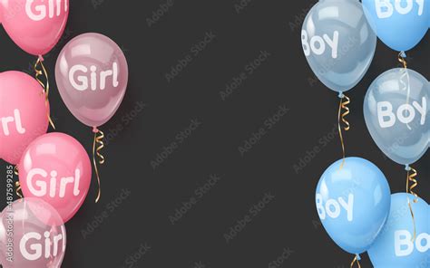 Concept For Banner For Gender Reveal Party With Realistic Pink And Blue