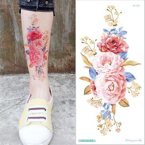 Wasserdicht Tempor Re Tattoo Aufkleber Rose Blumen Leave Flash Tattoos