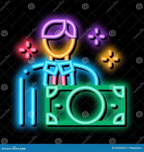 Man Gets Money Neon Glow Icon Illustration Stock Vector Illustration