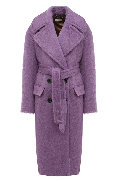 Женское сиреневое шерстяное пальто DRIES VAN NOTEN купить в интернет ...