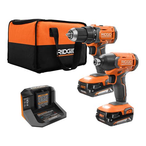 RIDGID 18 Volt 1 2 In Drill Driver And Impact Driver 2 Tool Combo Kit