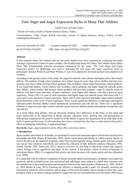 (PDF) Trait Anger and Anger Expression Styles in Muay Thai Athletes