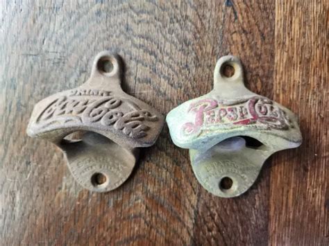 VINTAGE STARR X Coca Cola Pepsi Cast Iron Stationary Bottle Opener Made