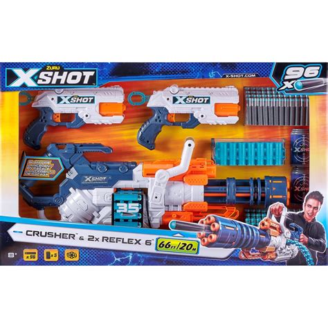 Zuru X Shot Excel Crusher Double Reflex 6 Foam Dart Blaster Combo BIG W