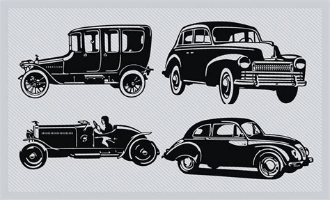 Vintage Car Silhouette Pack Vector Art & Graphics | freevector.com