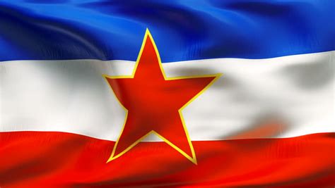 Yugoslavia Flag Slider Style. Waving In The Win With Cloud Background ...