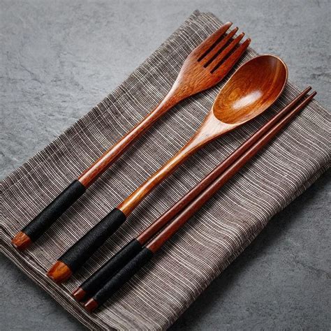 Jual Sendok Garpu Sumpit Kayu Set Wooden Cutlery Korean Sujeo Spoon