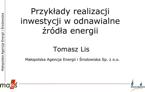 Przyk Ady Realizacji Inwestycji W Odnawialne R D A Energii Pdf Free