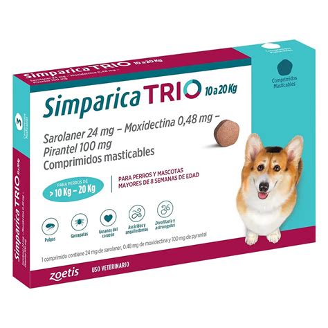 SIMPARICA TRIO 10KG A 20KG | 3 COMPRIMIDOS