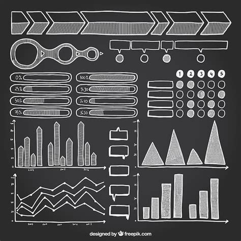 Variedade Esboços De Elementos Infográfico Vetor Premium