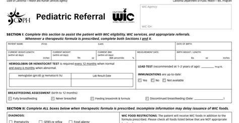 Wic Referral Form Fill Out Printable Pdf Forms Online