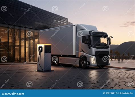 Electric Truck is Charging from the Charging Station Stock Image ...